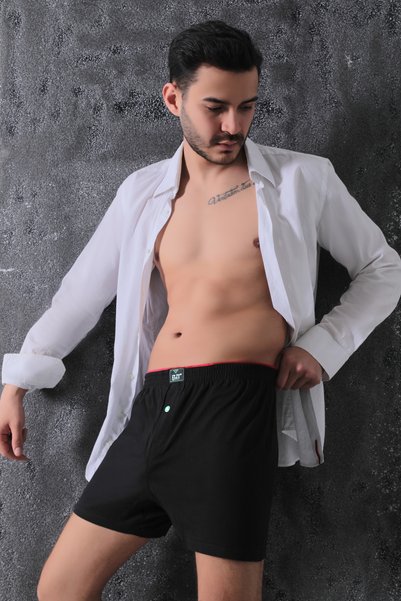 ELİT zümrüt Shock Men's Cotton Buttoned Terry Waist Boxer 3-Pack