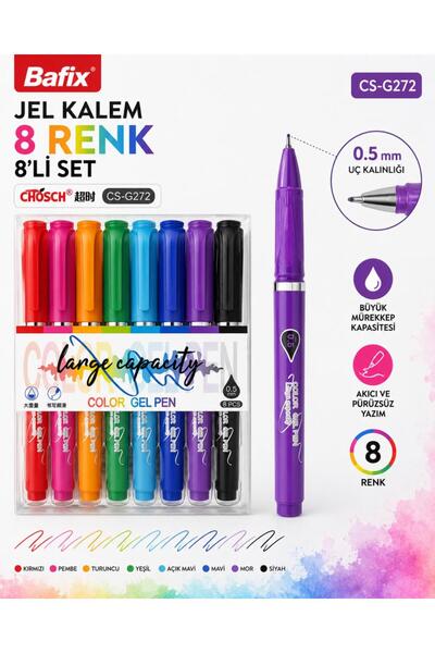 Bafix Chosch CS-G272 Jel Kalem 0.5 mm | 8 Renk 8’li Set