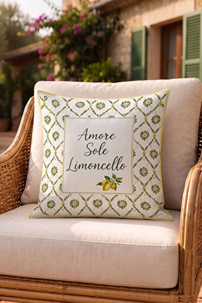 Cango Home Yellow Amalfi Mediterranean Lemon Pattern Digital Printed Throw Pi...