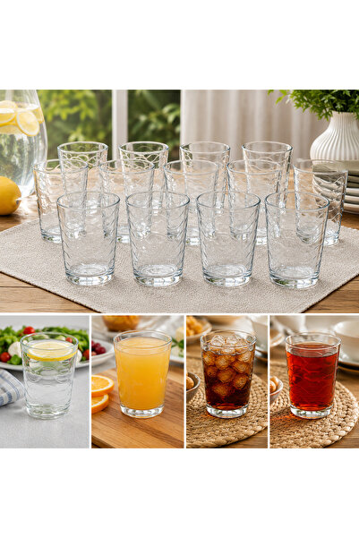 Dania Transparent Ripple Pattern Glassware Set - 12 Pieces - Elegant Design f...
