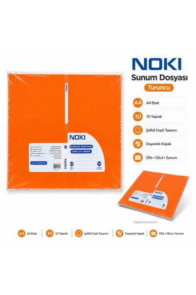 Noki A4 Sunum Dosyası 10 Yaprak Şeffaf Cepli Display Book Renk Seçenekli