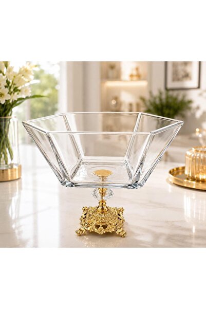 Buldem Gold Footed Detailed Sugar Bowl and Serving Bowl Presentation Bowl Set...