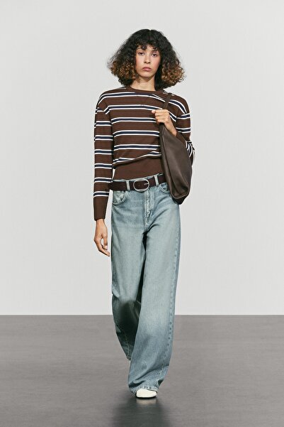 Massimo Dutti Çizgi detaylı interlok sweatshirt