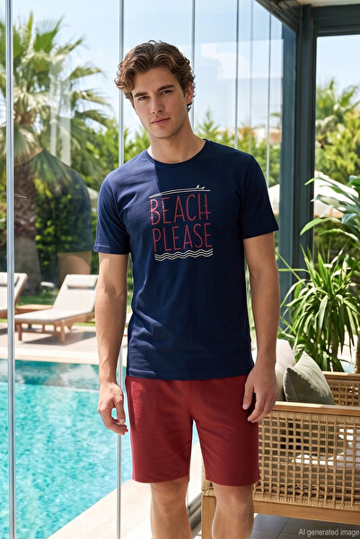 REMSA Men's Short Sleeve Shorts Pajama Set 4348 Navy Blue02