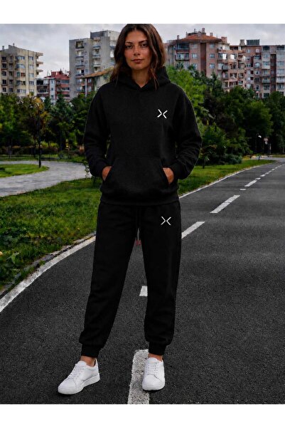 CLOTHES33 Hooded Sweat Suit 2-Piece Combination Winter Shardooned X Printed W...