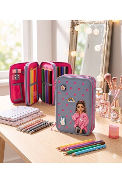 Top Model by Depesche Top Model 3-Compartment Full Pencil Case with Silicone ...