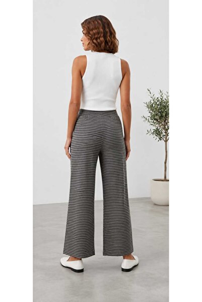 Rosa Lui Silvery Lurex Gray Black Striped Pants