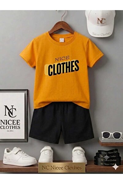 Leto Lykia Summer Children's T-Shirt Shorts Unisex (Yellow Clothes with Text ...
