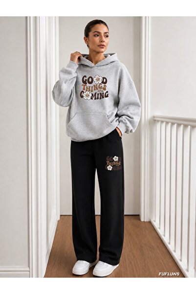 FUFLUNS Good Things Printed Men's Hooded Tracksuit Set