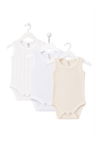 H&C COOLBOY H&C 3-Pack 100% Cotton Patterned Jacquard Sleeveless Baby Bodysuit