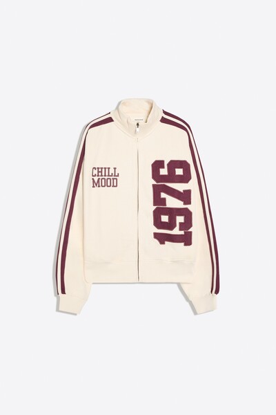 Bershka Fermuarlı yamalı sweatshirt
