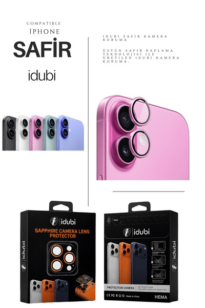 İPhone 16 Uyumlu Safir Kamera Lens Koruyucu