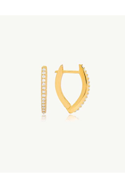 Stemma Jewelry Cercei V Shape Zirconia Hoops din Argint 925, cu Zirconiu, Pla...