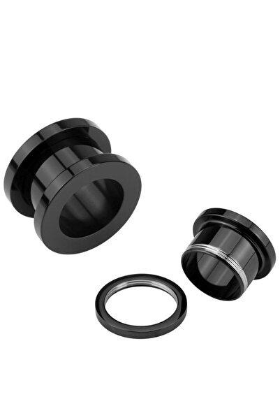 VeeShop Flesh Tunnel negru cu filet, ear expander, pierce ureche - 1.6 mm