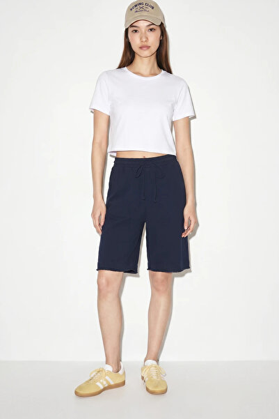 Efnaz style Women's Elastic Waist, Tie-Up, Pocket Detail, Cotton Linen Navy B...