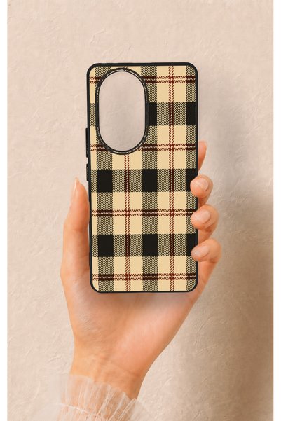 Vip Case Honor 200 Pro 5g Compatible Cream Plaid Pattern Silicone Case