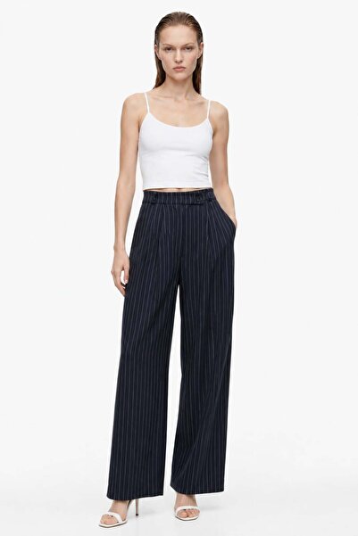 HAKKE Striped Cross-Waisted Casual Trousers