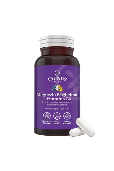 Faunus Plant Magneziu Bisglicinat + Vitamina B6, 90 capsule, Faunus