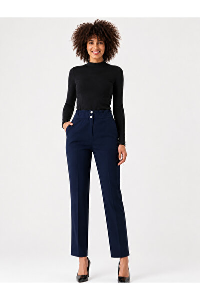 MODİVA Women's High Waist Classic Trousers – Straight Cut