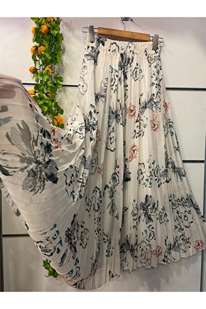 edu collection Patterned Chiffon A-Line Skirt Lined