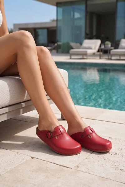 DOGİYE 6348 Red Colored Comfort Sabo Slippers