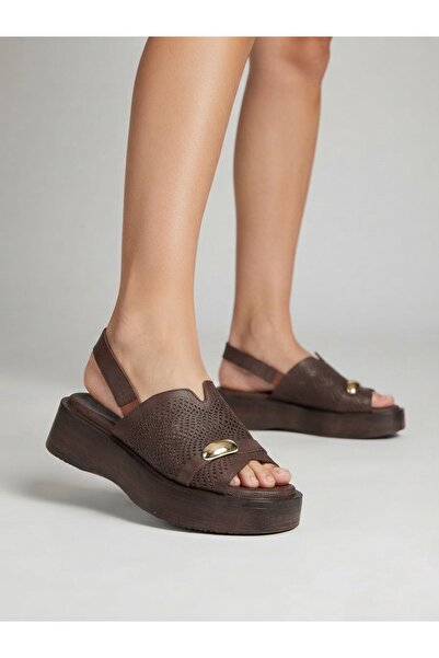 Mammamia 2920 Women's Genuine Leather Flat Sandals - 5 cm
