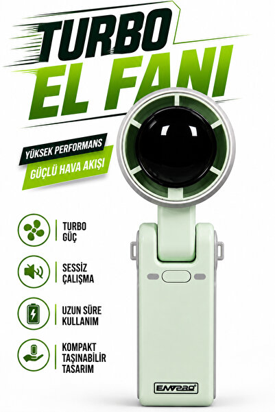 emvpro Turbo El Fanı – 4 Kademeli Hız Ayarlı Taşınabilir Şarjlı Mini Vantilatör