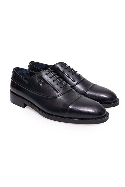 FRANCO CALVANI Black Color Lace-Up Genuine Leather Men's Shoes