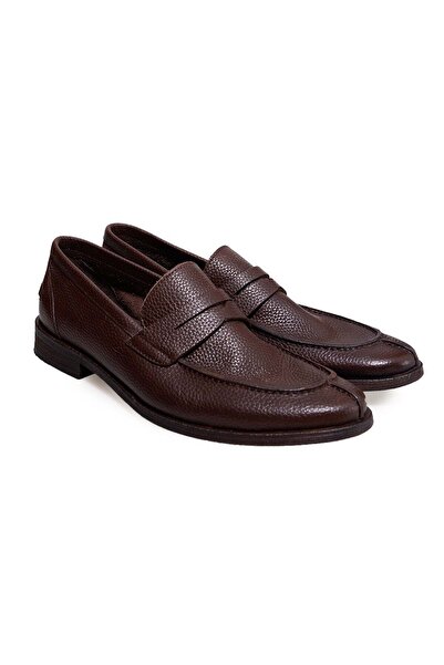 FRANCO CALVANI Brown Laceless Genuine Leather Men's Shoes