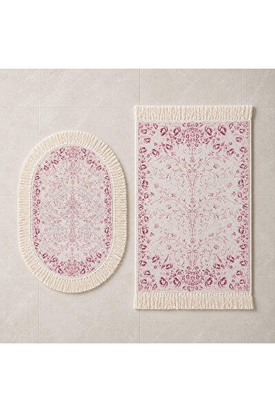 Kaymaz Tabanlı Suya Dayanıklı Dijital Baskılı Banyo Paspası Takımı / 40x60 cm oval / 50x80 cm dikdörtgen