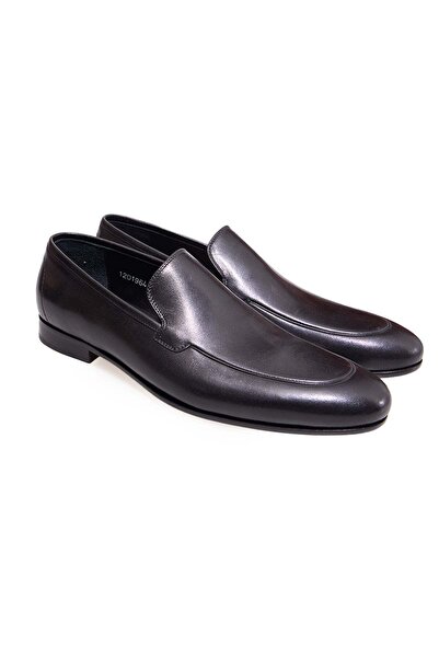 FRANCO CALVANI Black Color Laceless Genuine Leather Men's Shoes