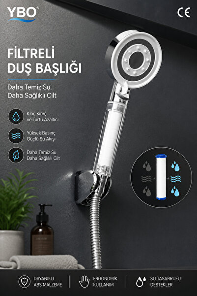 YBO 5 Fonksiyonlu Filtreli Duş Başlığı Turbo Jet Yüksek Basınçlı Su Arıtmalı ...