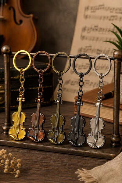 Midex Mkc-30X Set of 5 Violin-Look Metal Keychains (5 Different Colors)
