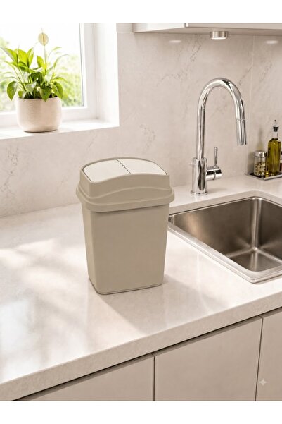 Hagen 5 Liter Trash Can with Swing Lid White Compact Trash Bin for Kitchen, B...
