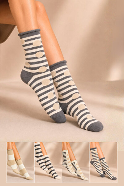 KARDEŞLER ÇORAP Women's Cotton Elasticless Socks with Patterned Design, Multi...