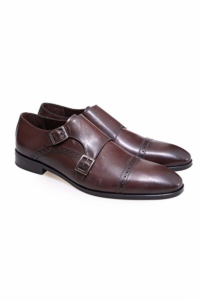 FRANCO CALVANI Brown Laceless Genuine Leather Men's Shoes