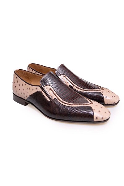FRANCO CALVANI Beige Color Laceless Genuine Leather Men's Shoes