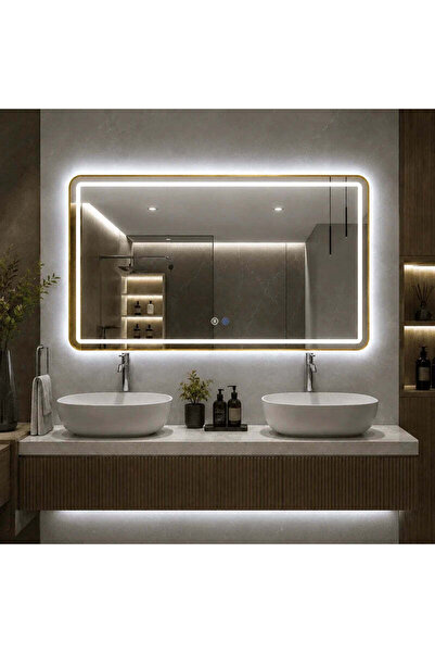 shark design Καθρέφτης LED 100×80 εκ., Αντιθαμβωτικός, 3 Τύποι Φωτισμού, Αφής...