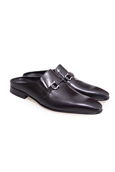 FRANCO CALVANI Black Color Laceless Genuine Leather Men's Half Shoes