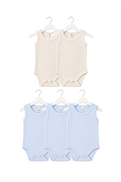 H&C COOLBOY H&C 5-Pack 100% Cotton Patterned Jacquard Sleeveless Baby Bodysuit
