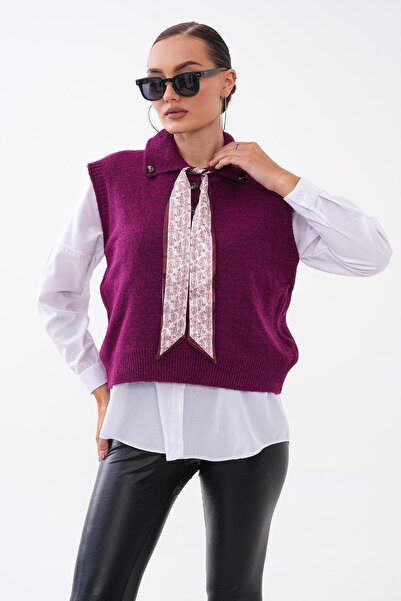 ŞİMAL Women's Scarf Detailed Knitwear Knitted Sweater 265023 -