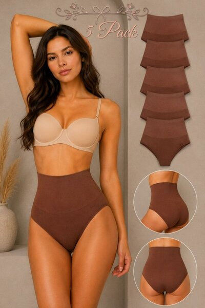FİT WOMEN Women's Gathering High Waist Flexible 5-Piece Panties