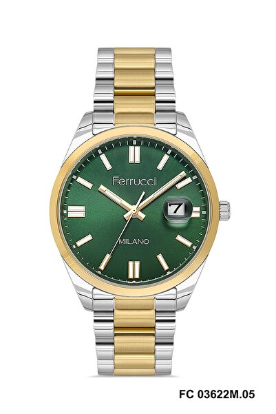 Ferrucci Green Dial, Gold Silver Color Strap, Gift Packaged 40 mm Men's Calen...