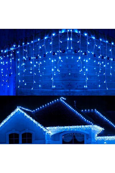 NO BRAND SOPLE 500 LED PERDELE LUMINOASĂ DE EXTERIOR ALBASTRU + ALB RECE CU E...