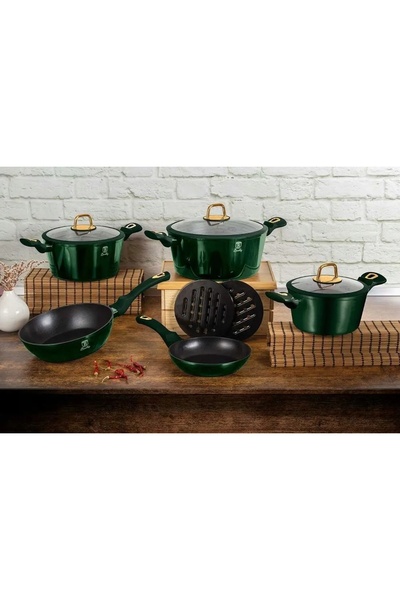Berlinger Haus SET DE OALE 17 PIESE VERDE SMARALD LINIE METALICĂ BH-7043