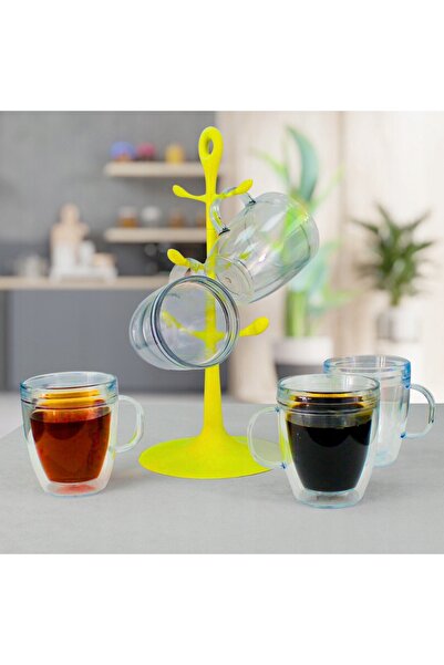 NO BRAND 6x CĂNI BODUM CU DUBLU FUND 340ML, SUPORT PENTRU CĂNI, RASTEL PENTRU...