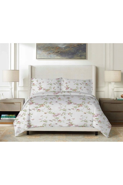 Matex 220x200 EXCLUSIV Set de lenjerie de pat din satin cu frunze și flori de...
