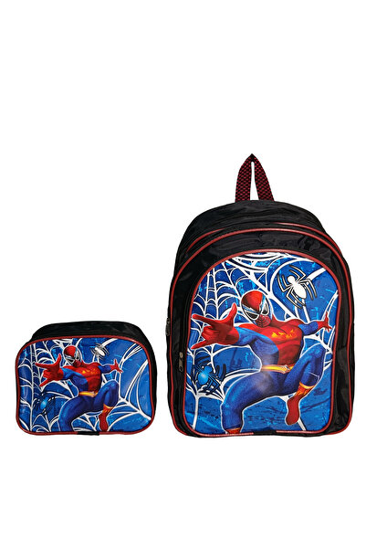 Cure Lab Spider-Man Themed School Bag (with Lunchbox Gift)