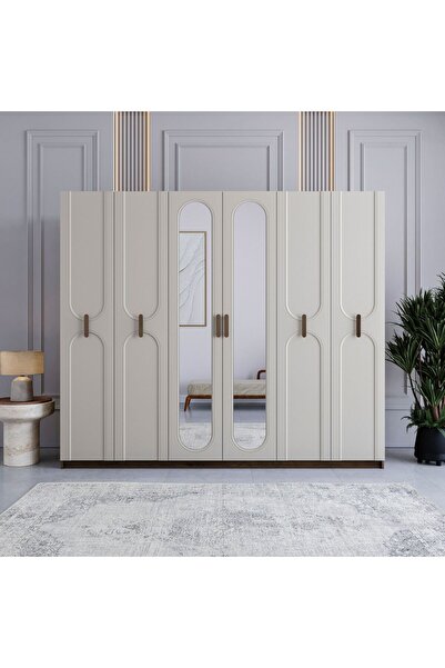 miracool Loren 6 Kapılı Dolap / %100 MDF / Modern Tasarım / 6 Kapaklı Gardırop