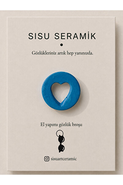 Sisu ceramic Yuvarlak formlu el yapımı gözlük broşu